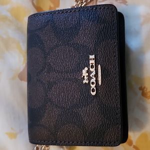Coach Brand New Wallet on Chain Small Mahogany